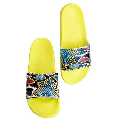 Size 11 Yellow Snake Print Slides