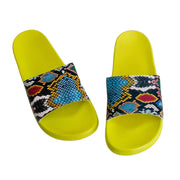 Size 11 Yellow Snake Print Slides