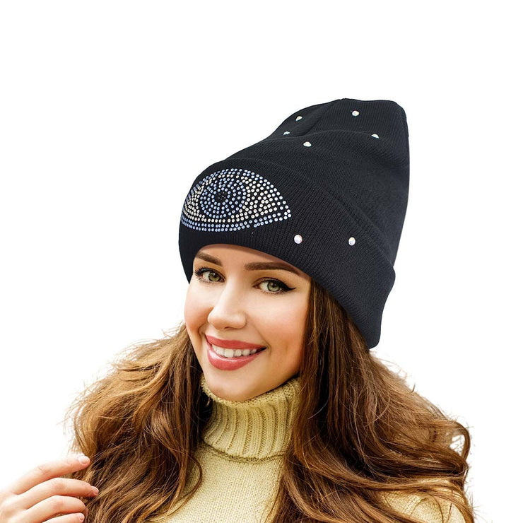 Black Bling Eye Beanie