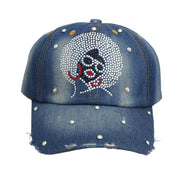 Hat Denim Afro Bling Baseball Cap for Women