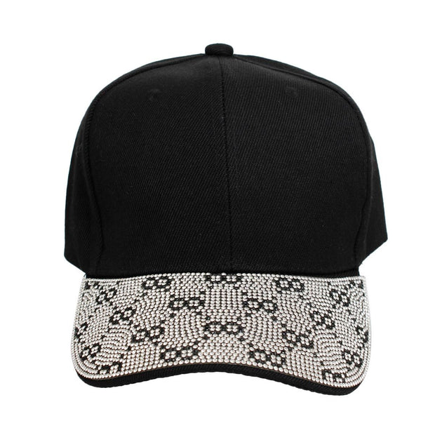 Hat Black Monogram Bling Baseball Cap for Women