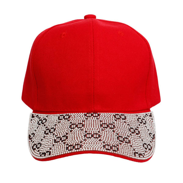 Hat Red Monogram Bling Baseball Cap for Women