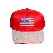 Hat Red Satin American Flag Baseball Cap Women