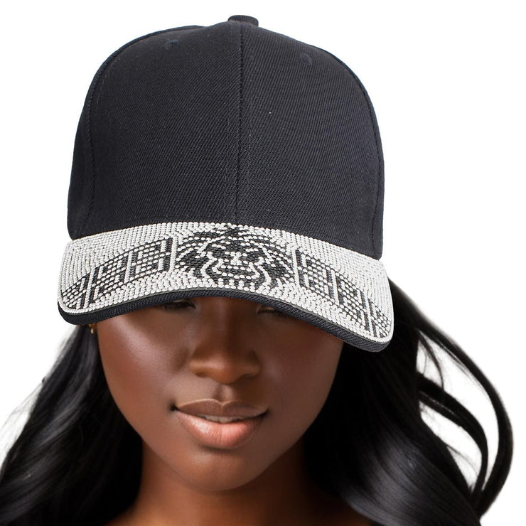 Hat Black Lion Greek Bling Baseball Cap for Women