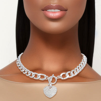 Silver Heart Toggle Necklace