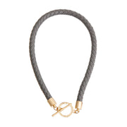 Gray Leather Braided Choker