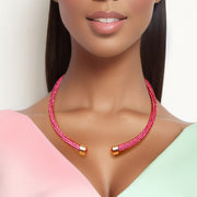 Pink Rhinestone Wrap Choker