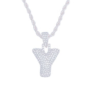 Y Rhinestone Silver Necklace