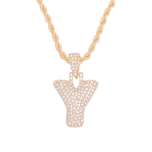 Y Rhinestone Gold Necklace