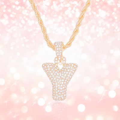 Y Rhinestone Gold Necklace