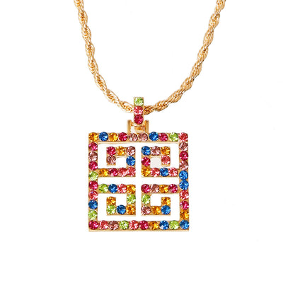 Rainbow Radiance: Multi-Hued Rhinestone Pendant