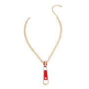 Red Zipper Pendant Necklace