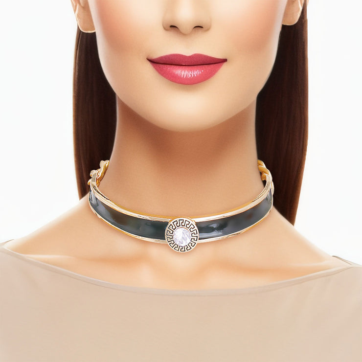 Black Greek Medallion Choker -Heavy