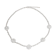 Silver Station Round Greek Key Necklace