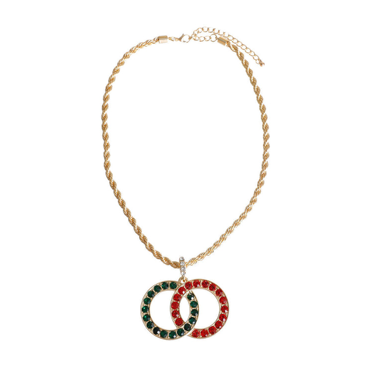 Rope Chain Royal Necklace - Red and Green