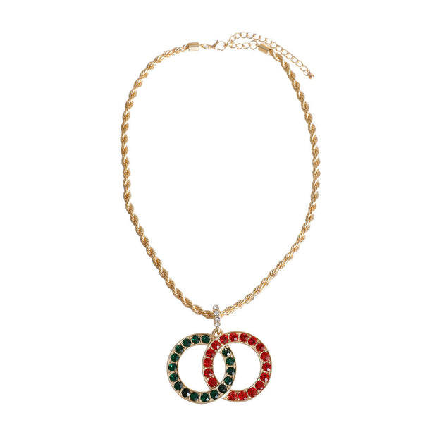 Rope Chain Royal Necklace - Red and Green