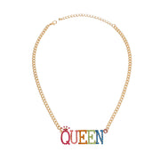 Necklace Multicolor Iced Queen Chain for Women