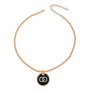 Black Infinity Pendant Gold Twisted Chain