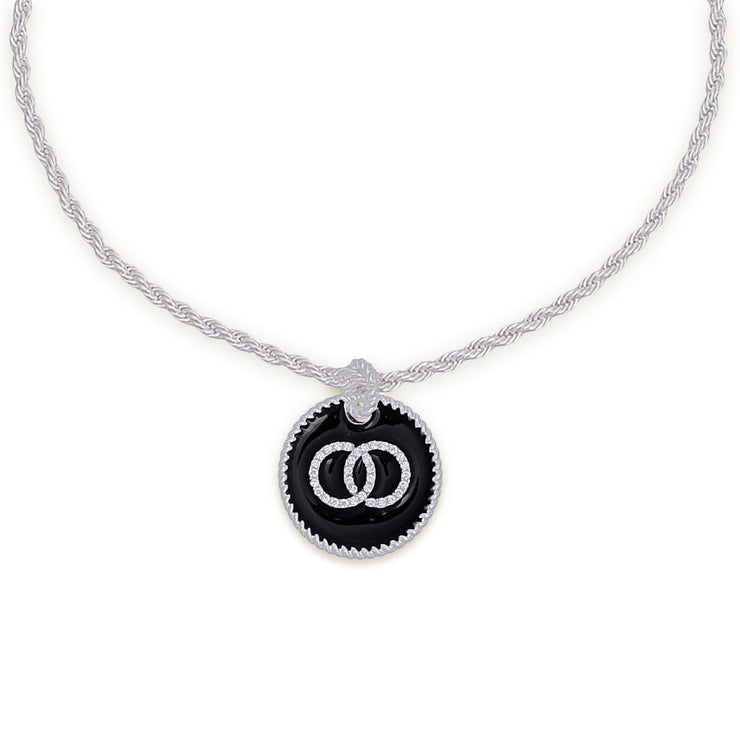 Black Infinity Pendant Silver Twisted Chain