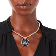 Black Infinity Pendant Silver Twisted Chain