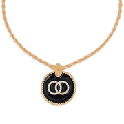 Black Infinity Pendant Gold Twisted Chain