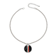 Black Stripe Pendant Silver Twisted Chain