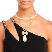 Double Layer Pearl Bow Necklace