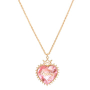 Gold Pink Crystal Heart Chain