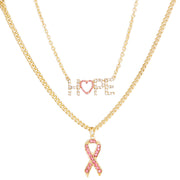 Gold Hope Pink Ribbon Chain