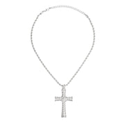 Necklace Silver Rope Chain Ridged Cross for Women