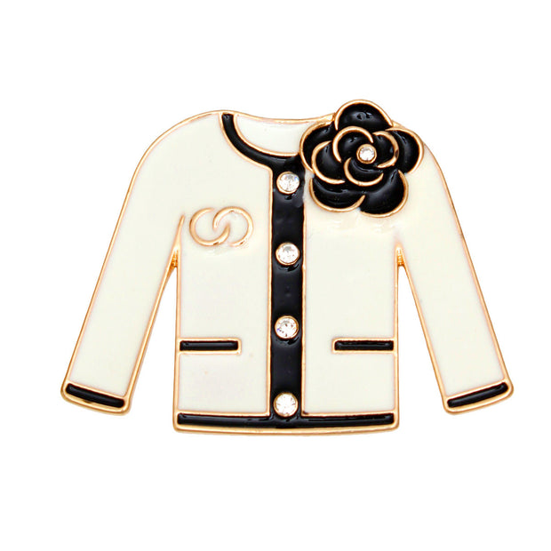 Brooch Cream Gold Camellia Sweater Pin for Women