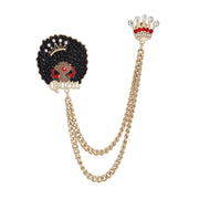 Brooch Afro Queen Double Chain Pin for Women