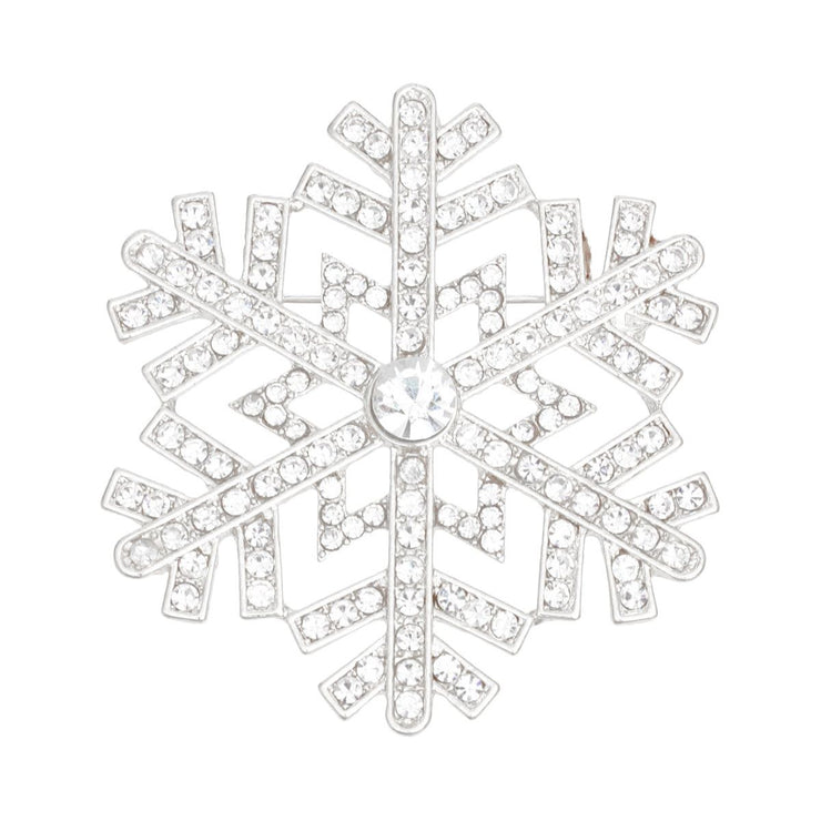 Brooch Radiating Snowflake Silver Pin for Women