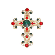 Brooch Victorian Cross Red Green Pin for Women