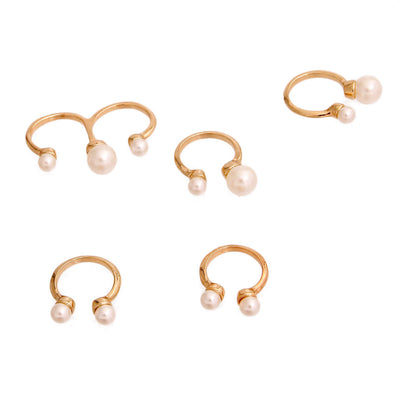 Cream Pearl Midi Ring Set