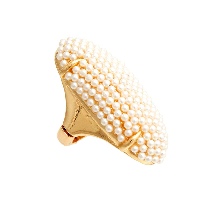 Cream Pearl Elongated Ring