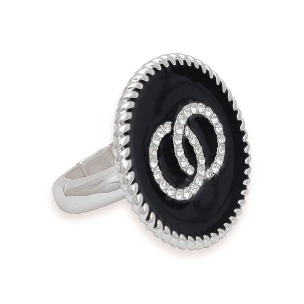 Black Infinity Charm Silver Ring