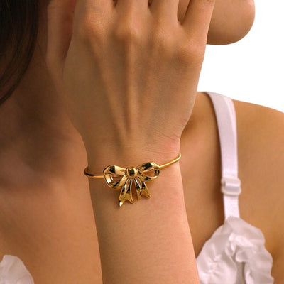 18K Gold-Plated Stainless Steel Bow Bracelet