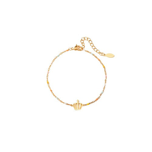 Crown Shape 18K Gold-Plated Bead Bracelet