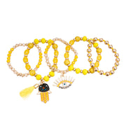 Yellow Evil Eye 5 Pcs Bracelets