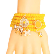 Yellow Luck Bracelet with Elephant Charm