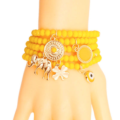 Yellow Luck Bracelet with Elephant Charm