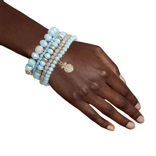 Light Blue Pineapple Charm Bracelets