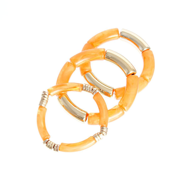 Coral Tube Stretch Bangle Set