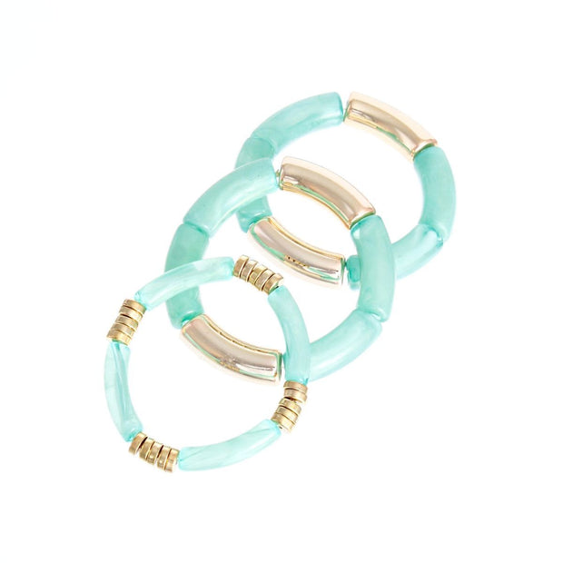 Turquoise Tube Stretch Bangle Set