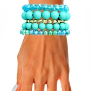 Matte Turquoise Ball and Glass Bracelets