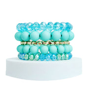 Matte Turquoise Ball and Glass Bracelets