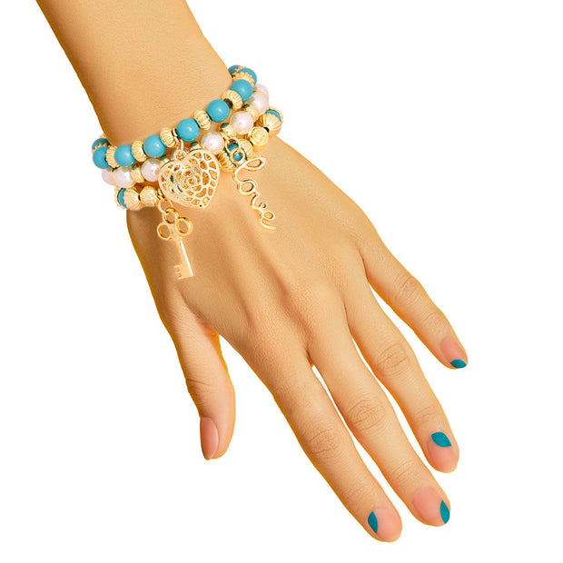 3 Strand Mint Love Bracelets