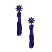 Blue Flower Seed Bead Earrings