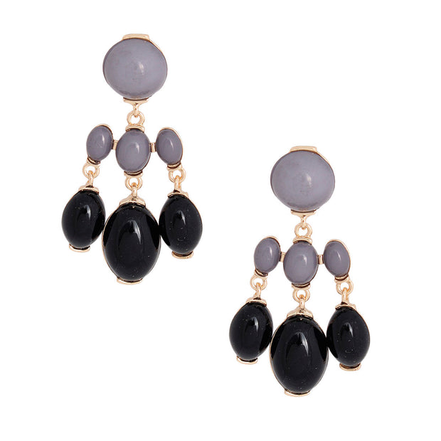 Black Resin Bead Drop Earrings